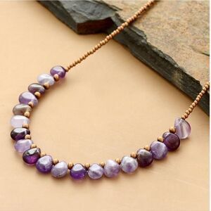 Handcrafted with natural amethyst crystals necklace